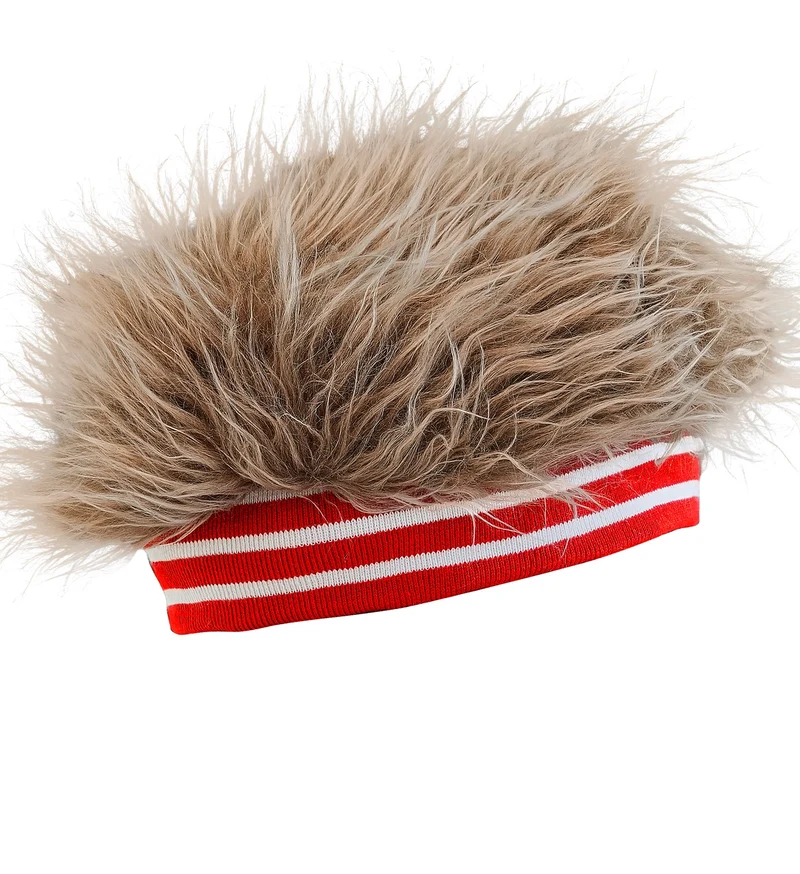 Haarband met pluche haar jaren 80 heren rood-wit gestreept