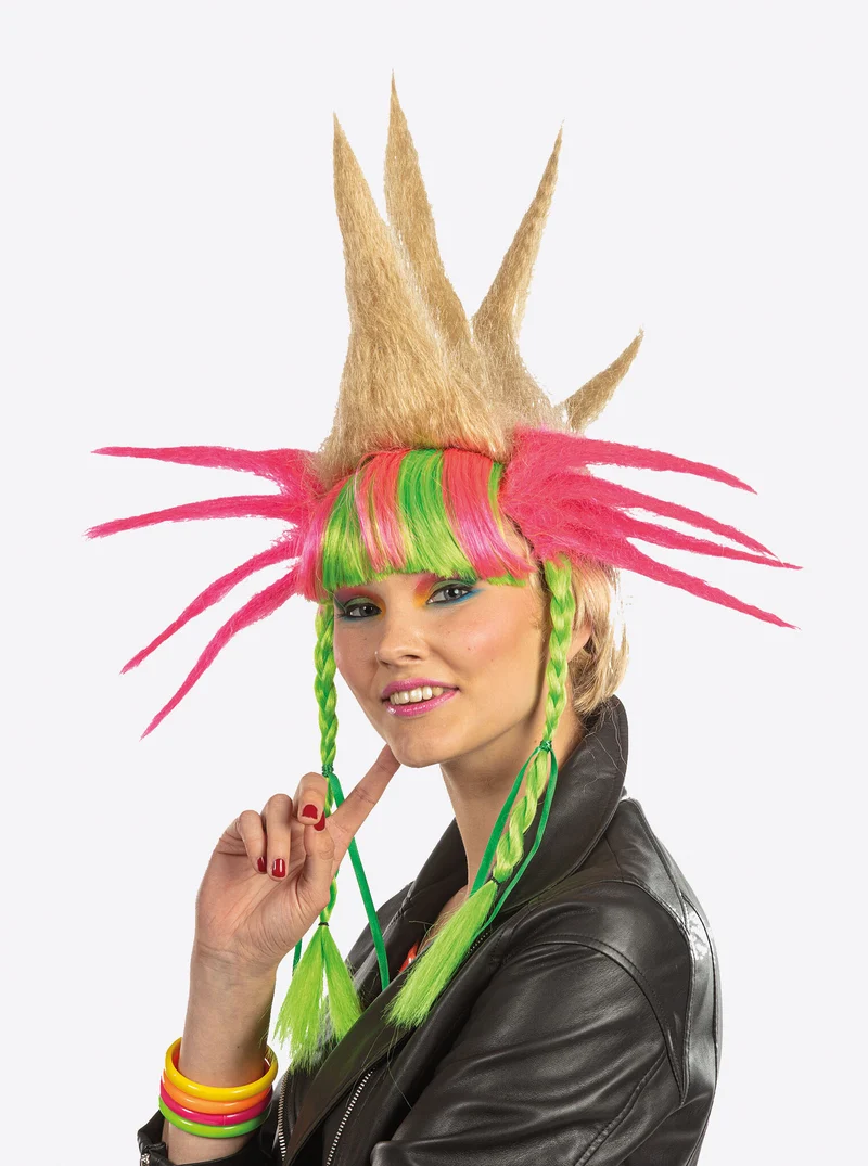 Pruik Punk Crazy Rainbow