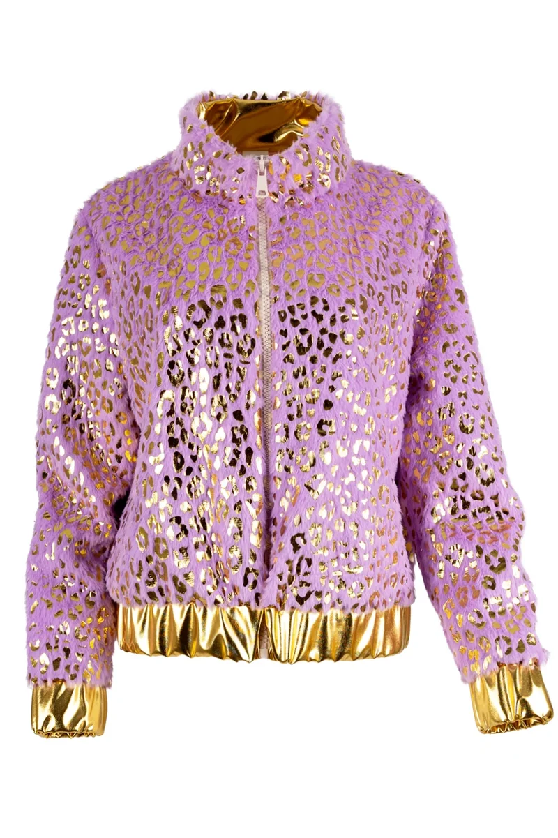 Jas Pluche Nepbont Glamour Lila Dames