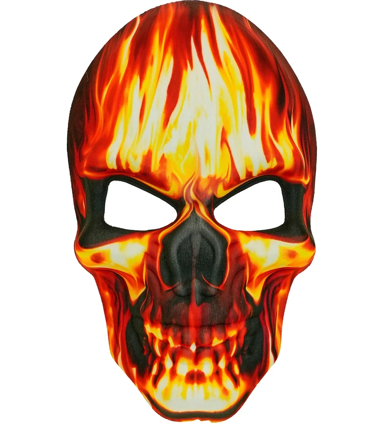 Schedelmasker met vlammen rood halfmasker heren