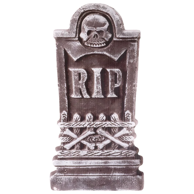 Grafsteen van karton RIP met doodskop 37,5 cm