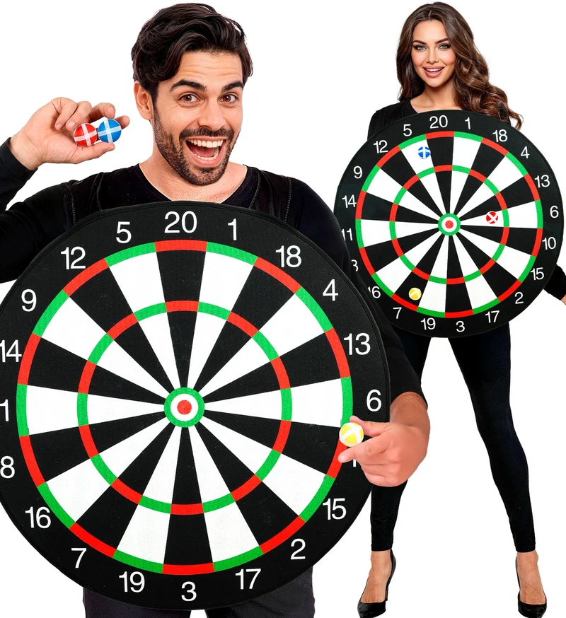 Dartbord kostuum met 3 klittenbandballen volwassenen