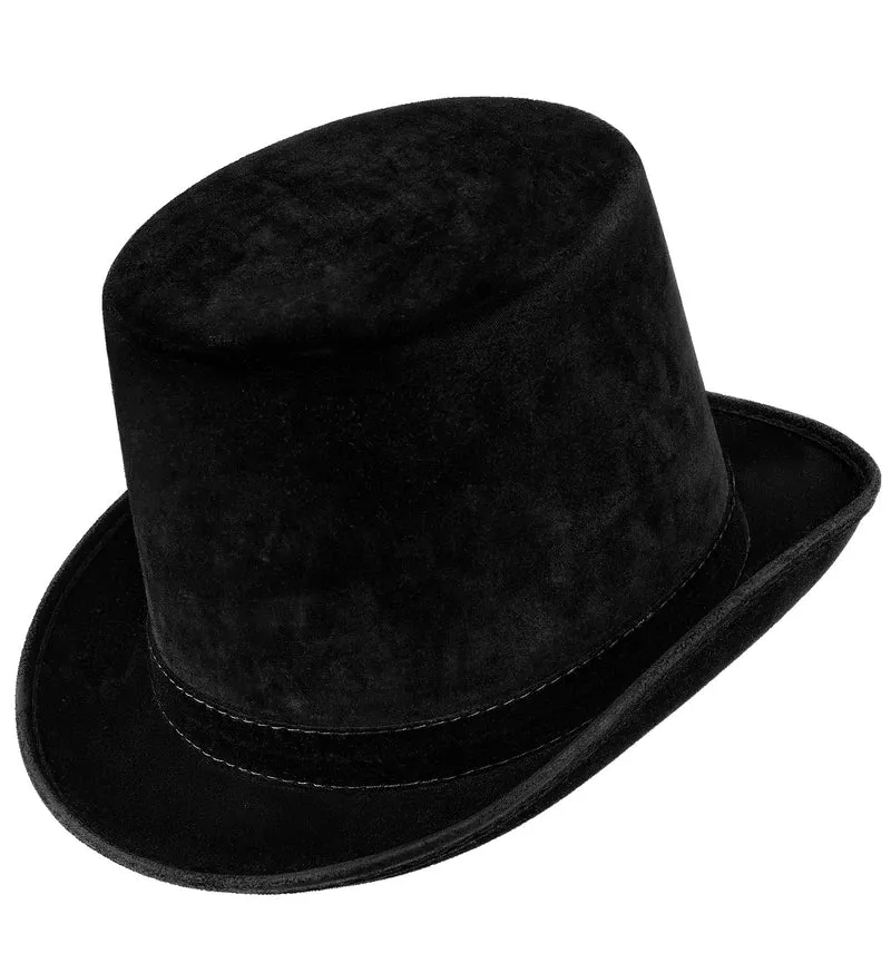 Hoge hoed vintage suede zwart voor dames en heren