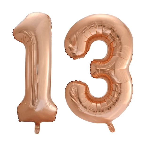 Folieballon 13 jaar Rosé Goud 86cm