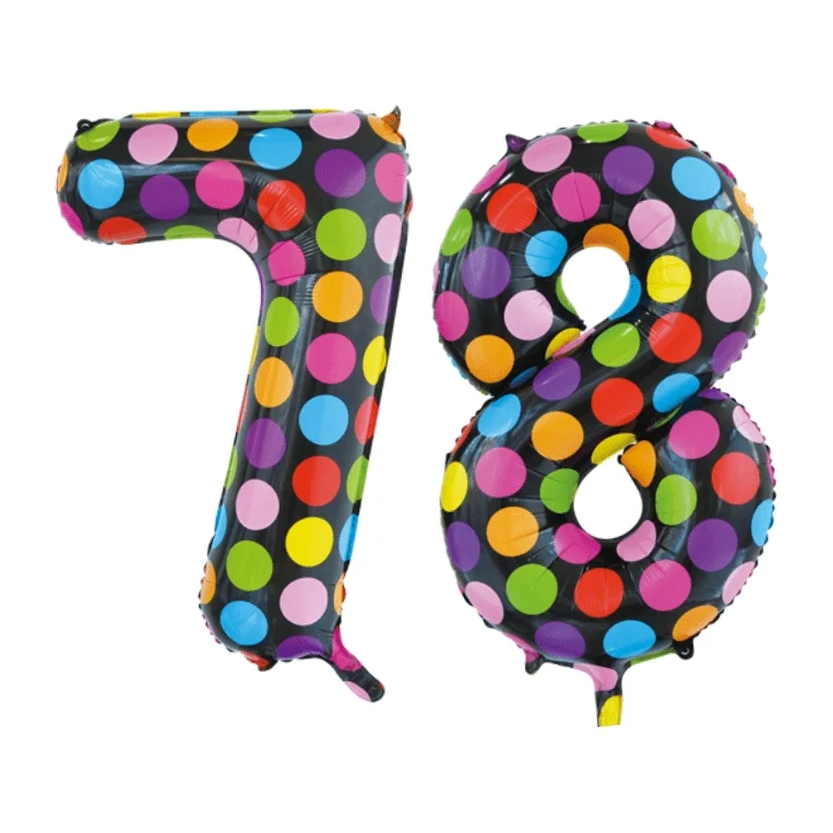 Folieballon 78 jaar stippen 86cm