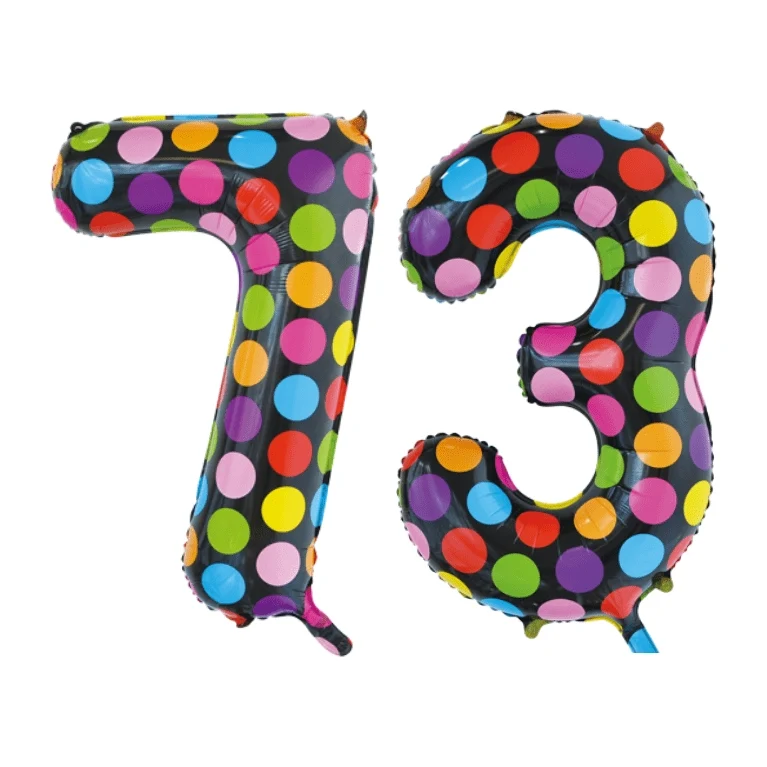Folieballon 73 jaar stippen 86cm