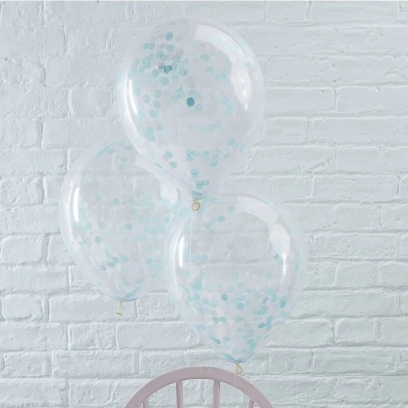 Blauwe Confetti Ballonnen Rayen (5st)