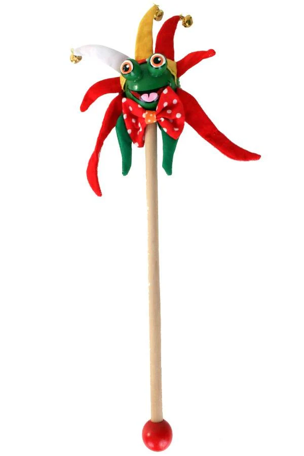 Kikker rood-wit-geel op stokje 30cm