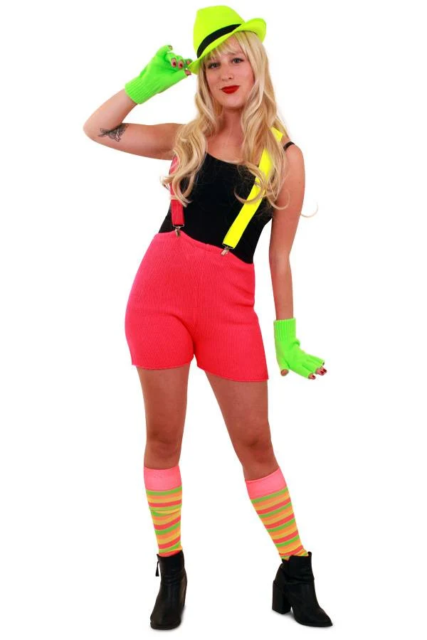Gebreide korte broek fluor roze