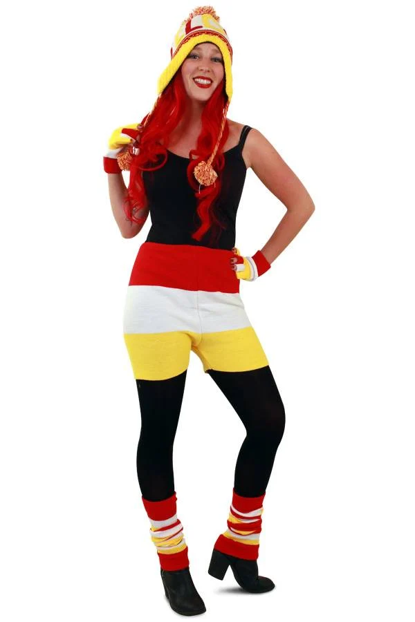 Gebreide hotpants Oeteldonk rood/wit/geel