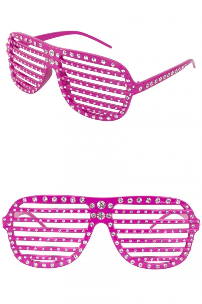 Roze bril met strass stenen