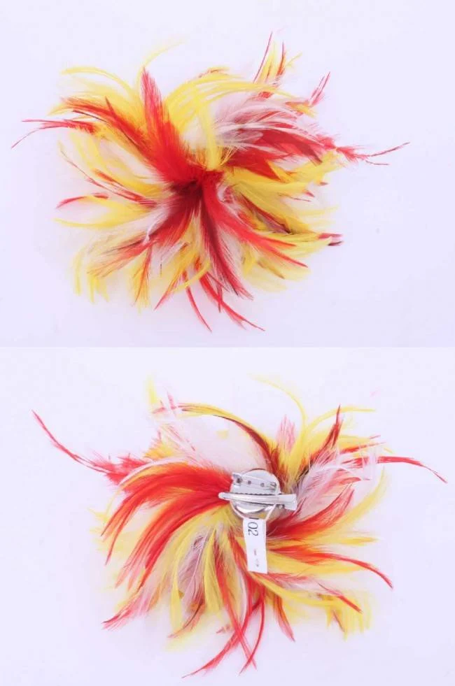 Veren haarclip rood-wit-geel