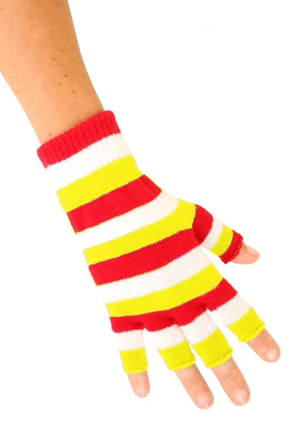 Vingerloze handschoen rood/wit/geel