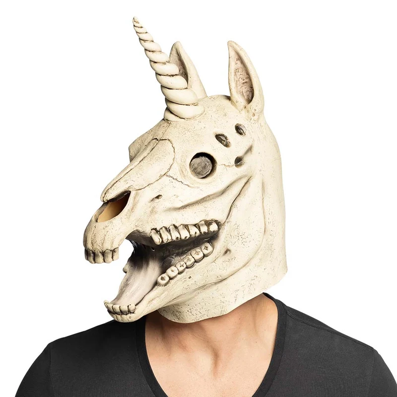 Latex hoofdmasker eenhoorn schedel botkleur voor heren