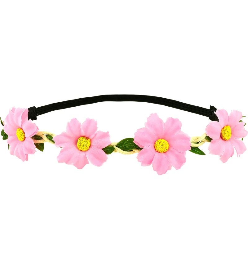 Haarband bloemen roze hippie dames en heren