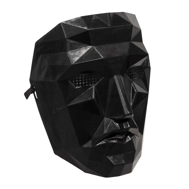 Gezichtsmasker leider zwart geometrisch voor heren