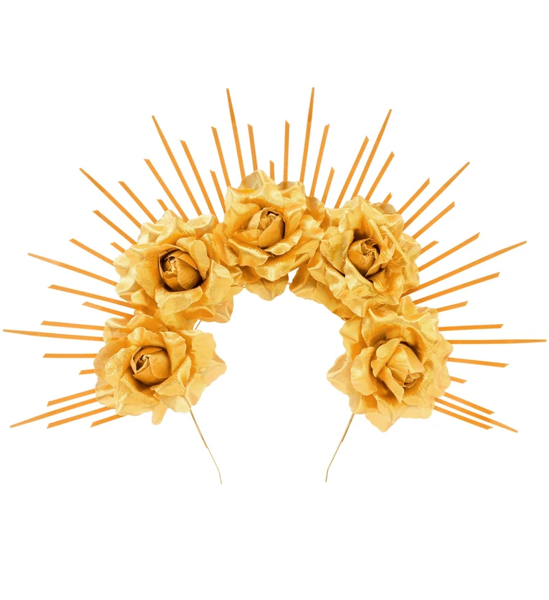Halo met gouden rozen en stralenkrans voor dames