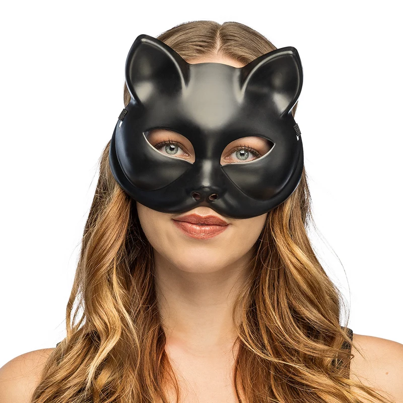 Kattenmasker zwart halfmasker Kitty dames en heren
