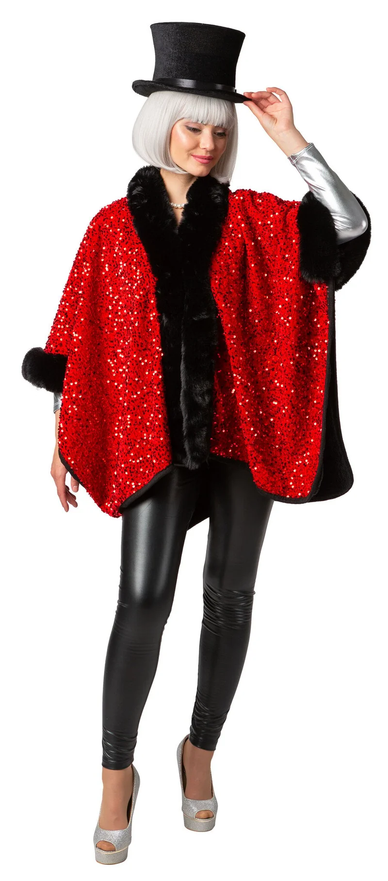 Cosy Poncho Pailletten Rood