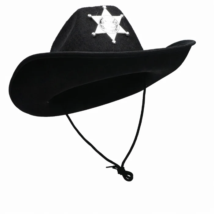 Cowboyhoed zwart met badge