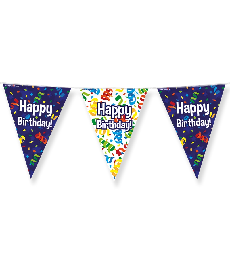 Happy birthday Vlaggenlijn / slinger - 10 meter vlaggetjes