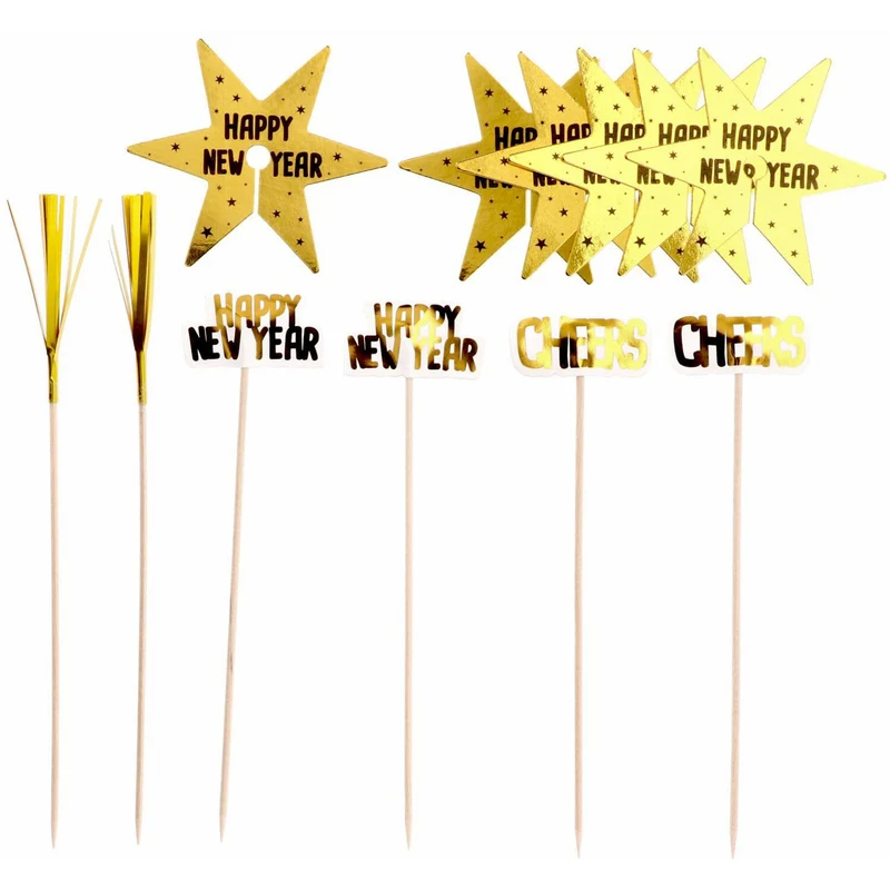 Glas Decoratie Set BlackGold HNY (12st)