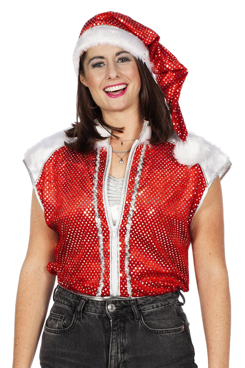 Kerst Glitter Jasje en Muts Dames