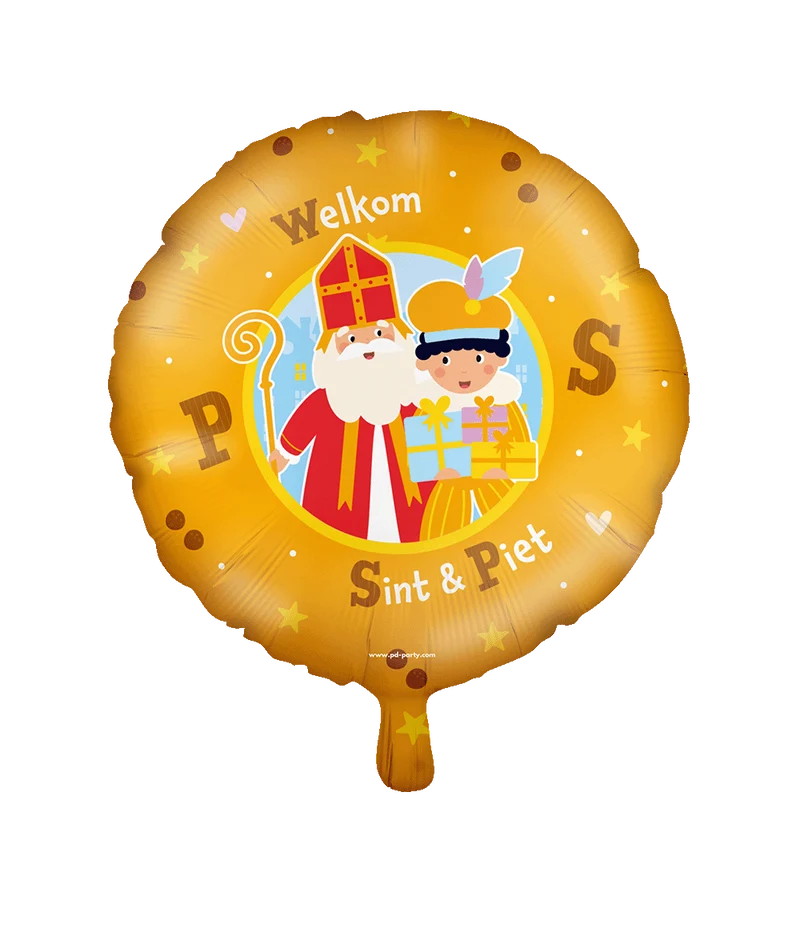 Folieballon Welkom Sint en Piet Geel
