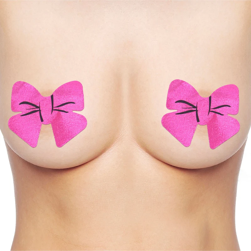 2 Tepelstickers fuchsia strik UV