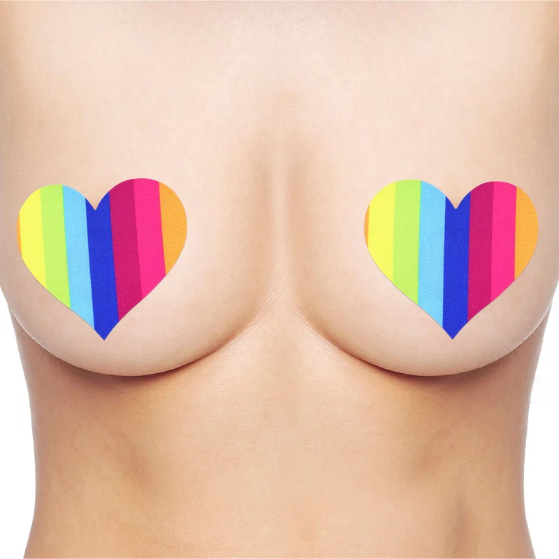 2 Tepelstickers hartvorm regenboog