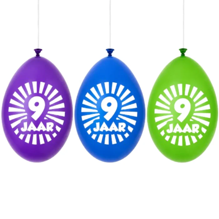 Ballonnen 9 jaar multikleur 30 cm - 10 stuks