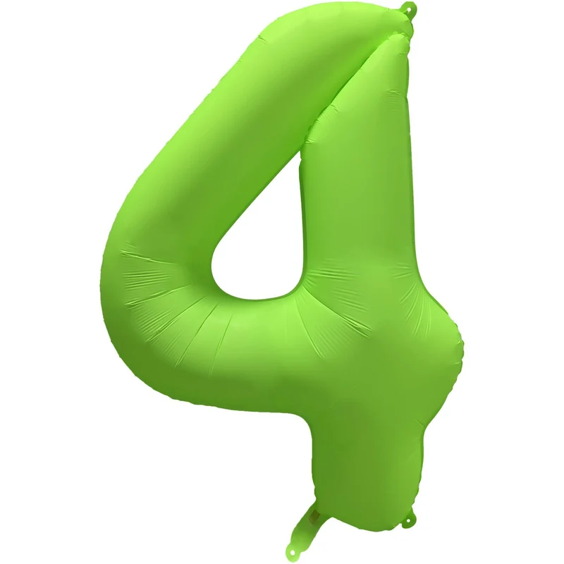 Folieballon Cijfer 4 Neon Groen (86cm)