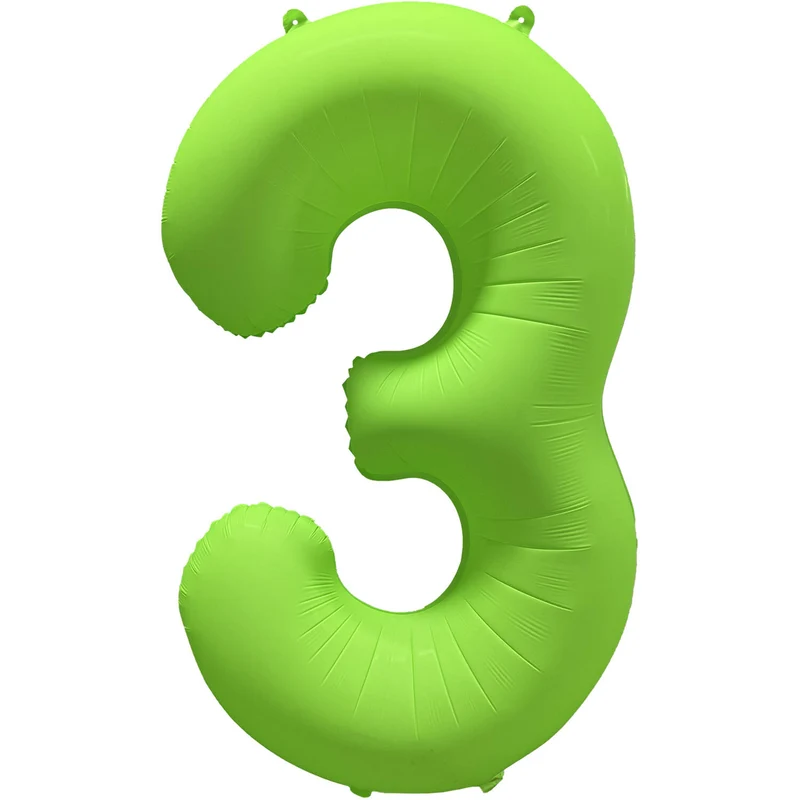 Folieballon Cijfer 3 Neon Groen (86cm)