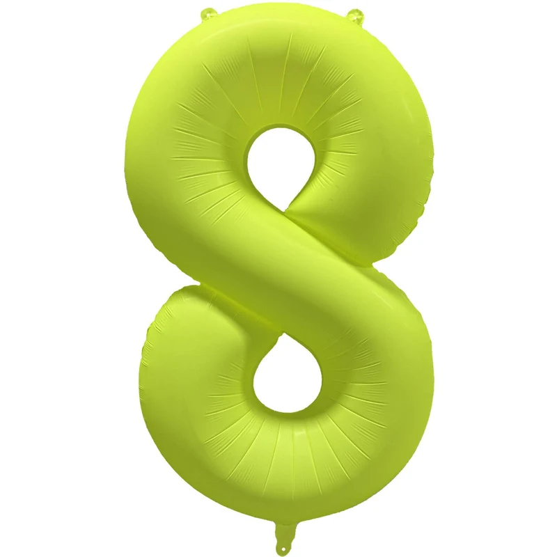 Folieballon Cijfer 8 Neon Geel (86cm)
