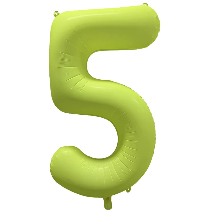 Folieballon Cijfer 5 Neon Geel (86cm)