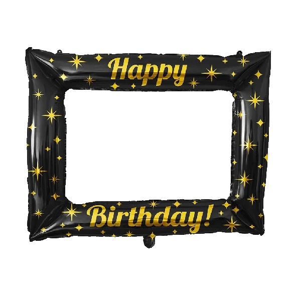 Photo frame Happy Birthday goud zwart 66x85cm opblaasbaar
