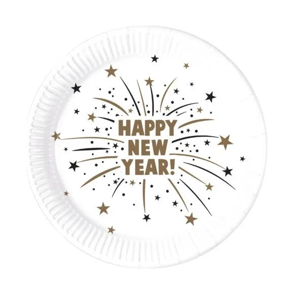 Happy New Year borden 23cm, 8 stuks