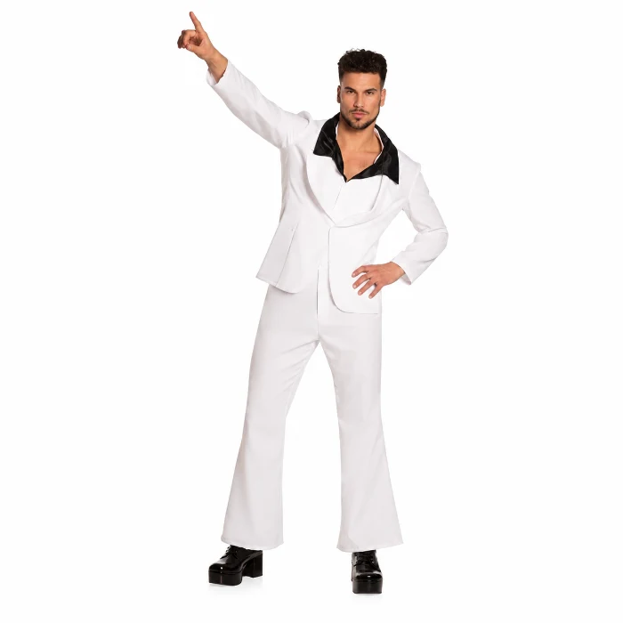 Kostuum Disco Fever wit/zwart heren maat 50/52