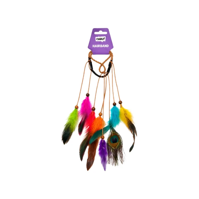 Boho haarband met veren multikleur