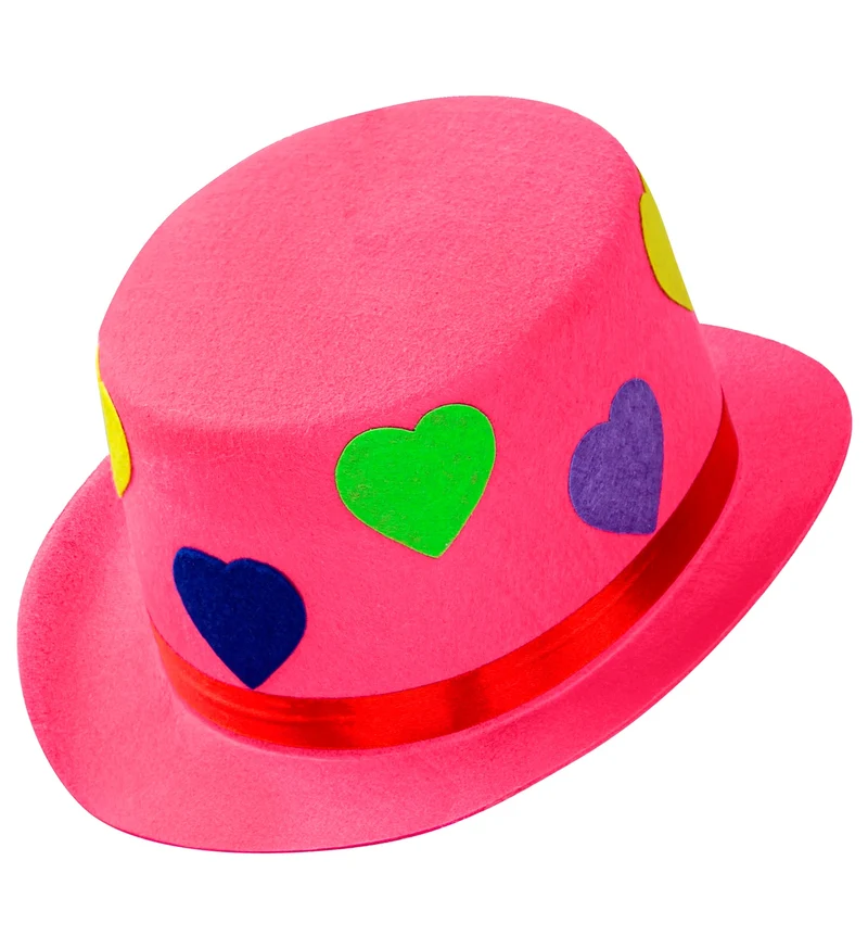 Clownshoed roze met hartjes