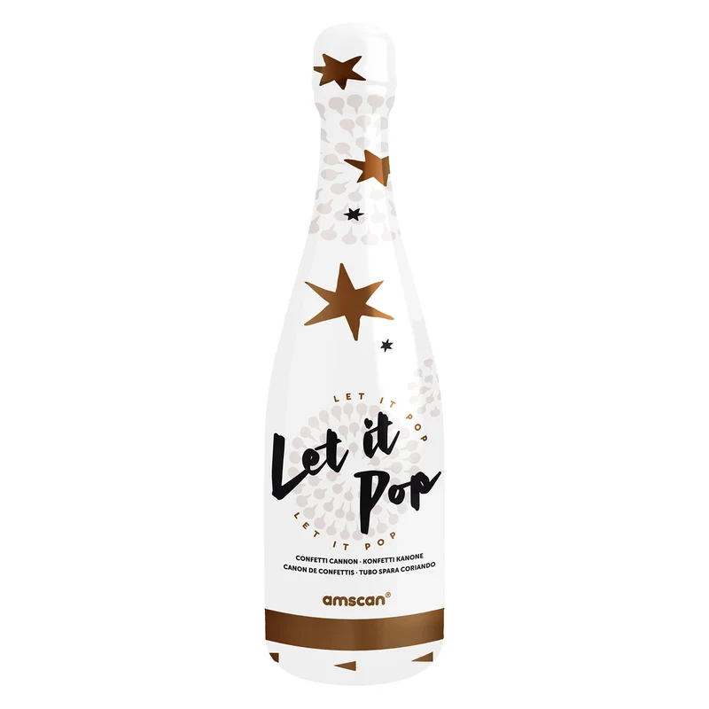 Champagnefles confetti rose goud ster