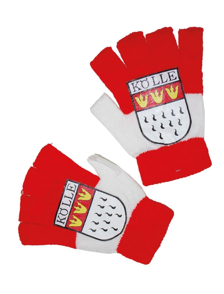 Vingerloze handschoenen rood wit met Keulen wapen