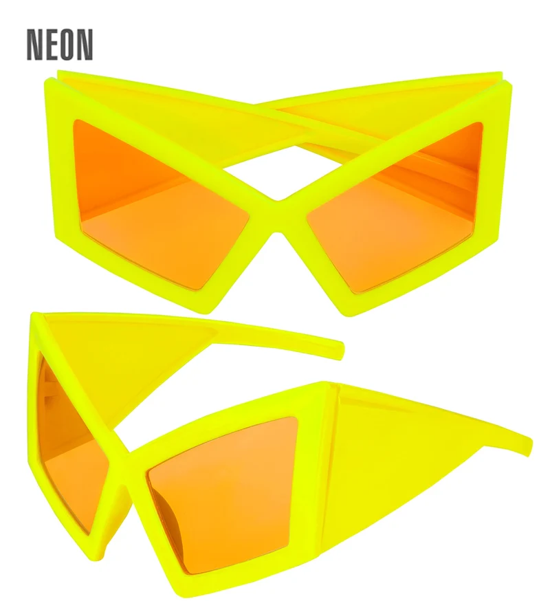 Bril oversized neon geel met oranje glazen dames en heren