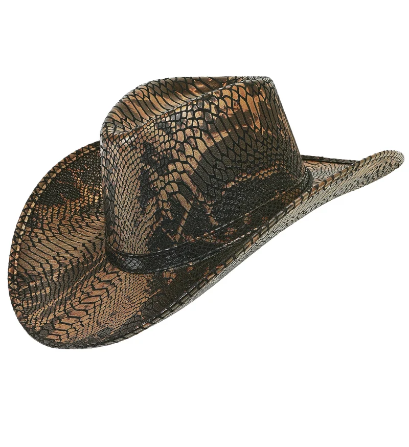 Cowboyhoed slangenprint python bruin dames en heren