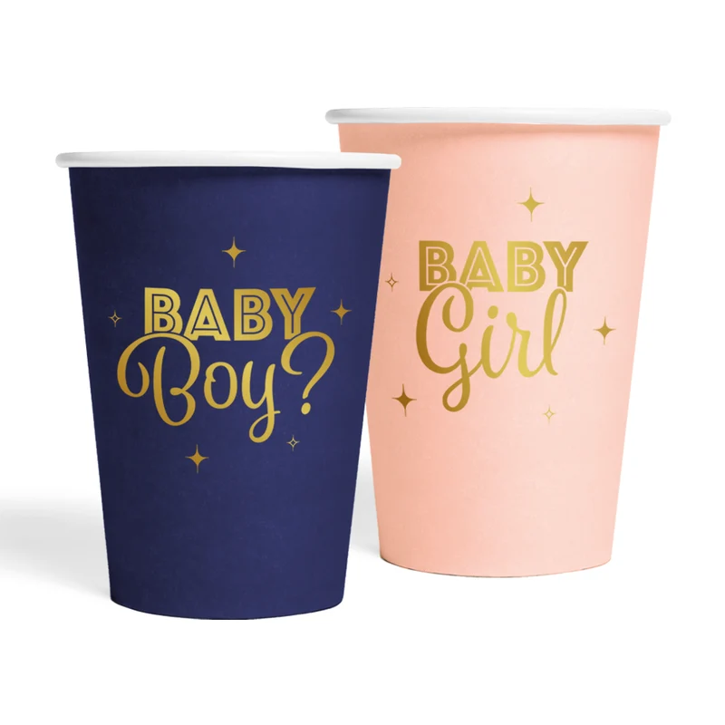Gender Reveal Beker Blauw Roze 210ml (8st)