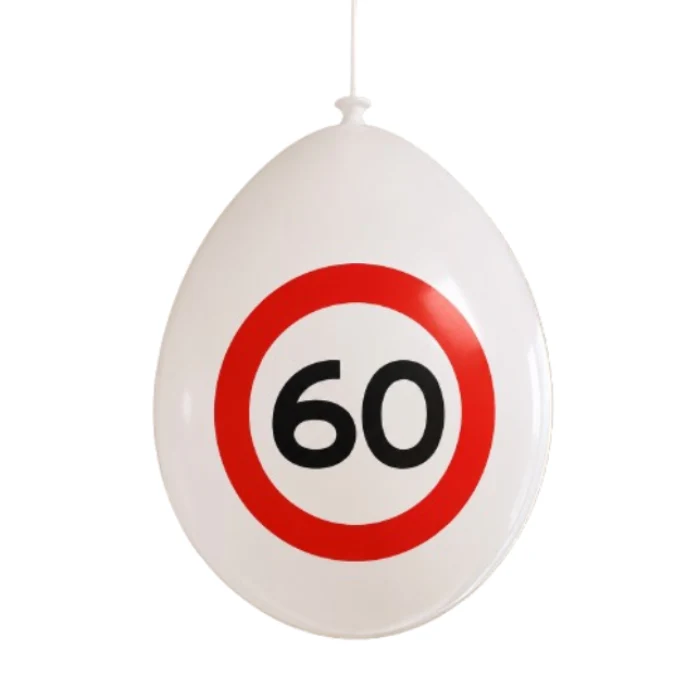 Ballonnen 60 jaar rood/wit 30 cm - 10 stuks