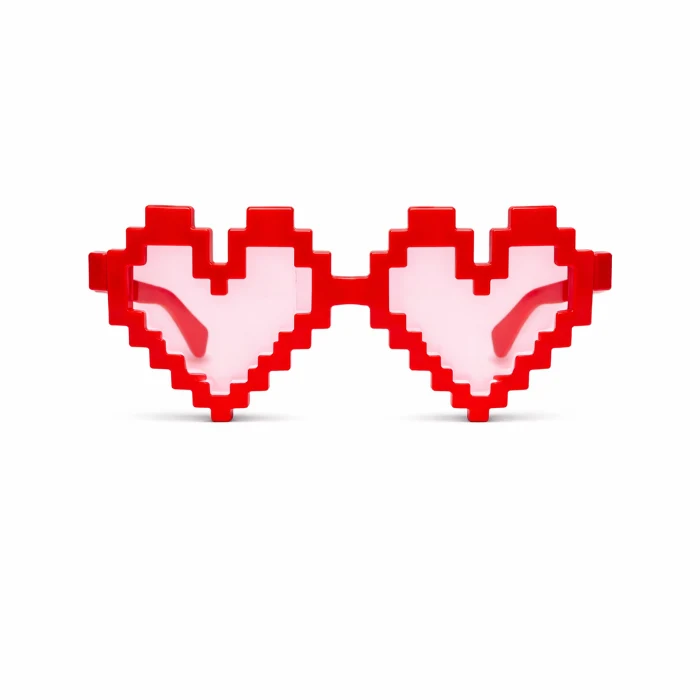 Partybril pixel hart rood