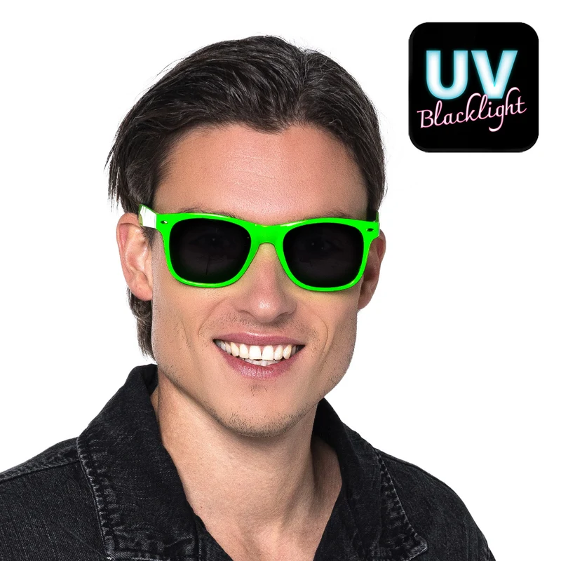 Neongroene partybril Pop (UV festival bril)