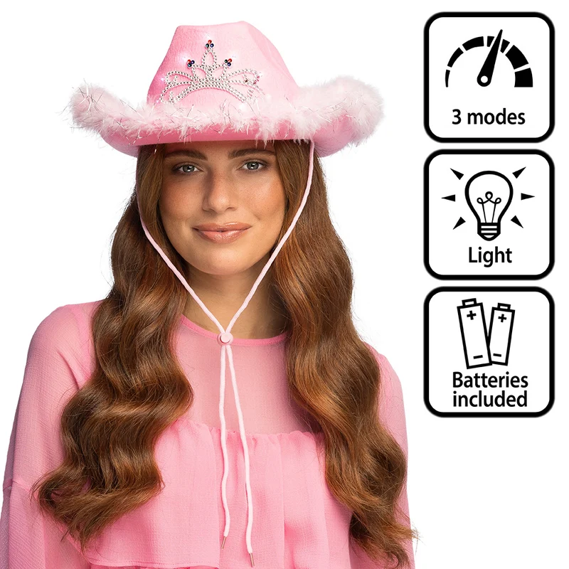 Roze LED hoed Blush bandit (met verlichting)