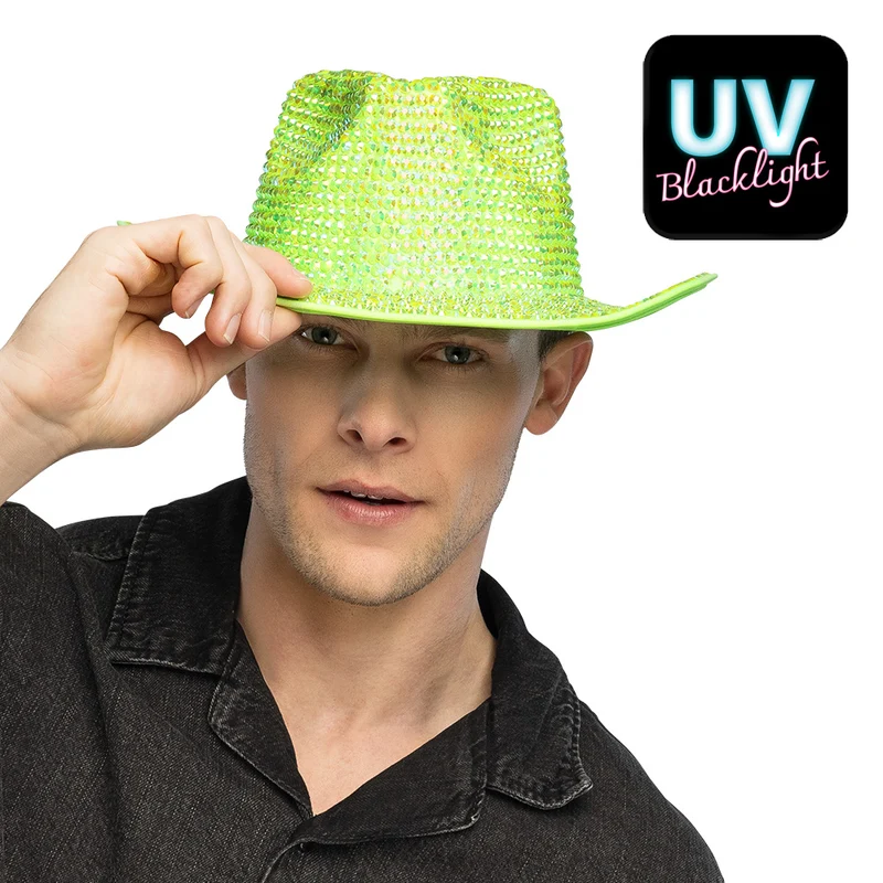 Neongroene cowboyhoed Aurora (UV western hoed)